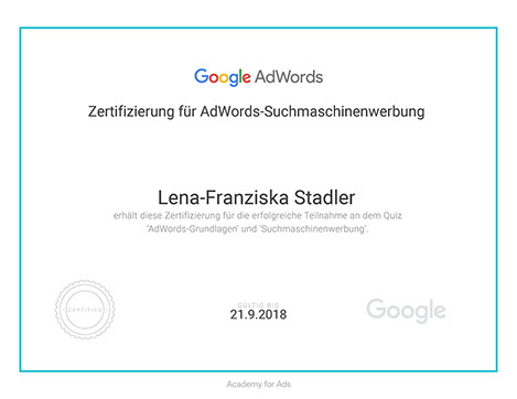 Ihr Google zertifizierter Coach Lena-Franziska Stadler